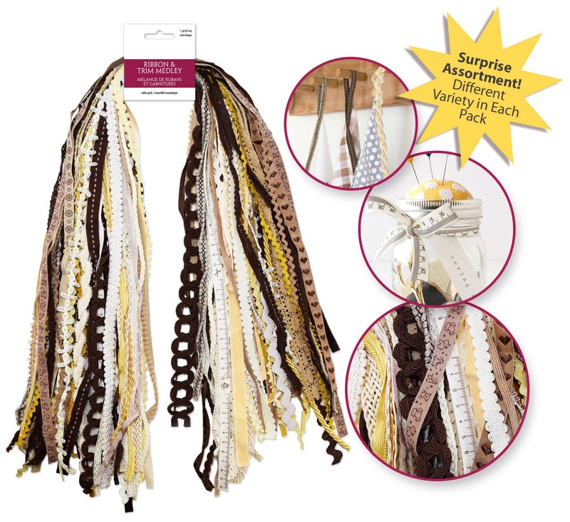 AoneFun Fabric Ribbon for Mums Fabric Trim Pack Hair Ribbons for Girls Decorative Bow Making Supplies Set Ribbons for Crafts Wrapping Approx 30 Yards Natural - Image 2